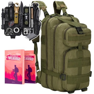 Plecak Taktyczny Wojskowy 4 Kieszenie 35L + Zestaw Wyjazdowy Survival 32w1