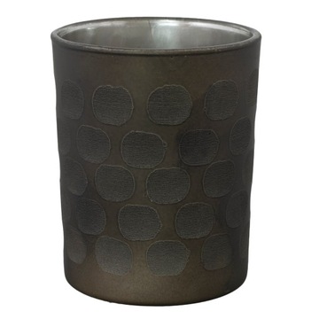ŚWIECZNIK tealight SZARY w kropki wys. 12cm