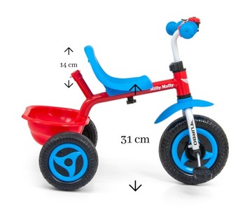 Детский трехколесный велосипед с ручкой Turbo Cool Red Milly Mally