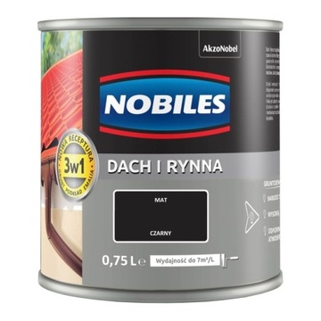 Nobiles dach rynna farba na ocynk 0,75L CZARNY MAT