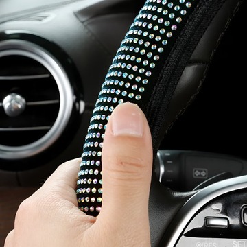 POKROWIEC NA KIEROWNICE CEKINY DIAMENCIKI UNIWERSALNY NAKŁADKA ETUI DO AUTA