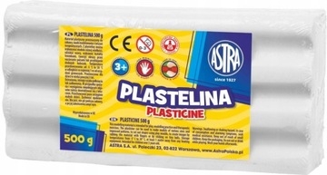 CEGIEŁKA BIALEJ PLASTELINY SZKOLNEJ DUŻA KOSTKA 0.5 KG ASTRA PLASTELINA