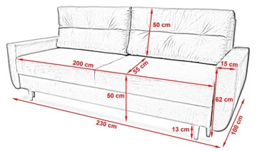 Kanapa sofa z funkcją spania rozkładana PERUGIA