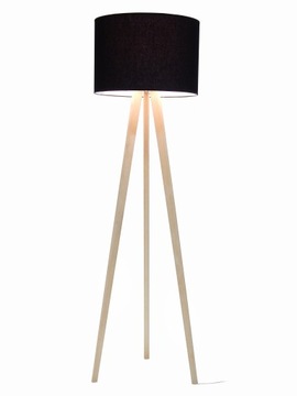 DUŻA LAMPA STOJĄCA PODŁOGOWA TRÓJNÓG DREWNIANA 150CM DO SALONU POKOJU HOTEL