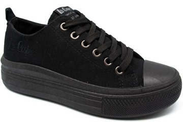Buty Trampki damskie Lee Cooper na platformie Czarne Tenisówki niskie 39