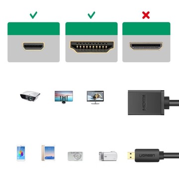 КАБЕЛЬ UGREEN КАБЕЛЬНЫЙ АДАПТЕР MICRO HDMI TO HDMI 19 PIN 20см