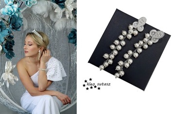 СВАДЕБНЫЕ СЕРЬГИ длинные сутажные жемчужины цвета слоновой кости 9