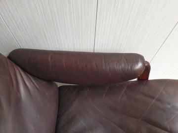 Винтажное кожаное кресло для отдыха, классическое кресло с откидной спинкой