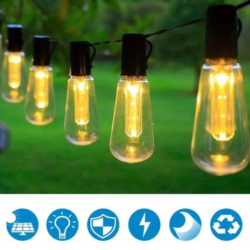 GIRLANDY ŚWIETLNE NA ZEWNĄTRZ 5M, 20 DIOD LED SOLARNY ŁAŃCUCH ŚWIETLNY