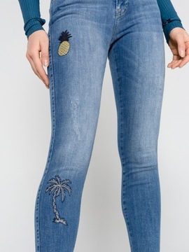 Desigual spodnie jeans haft skinny, rurki 24