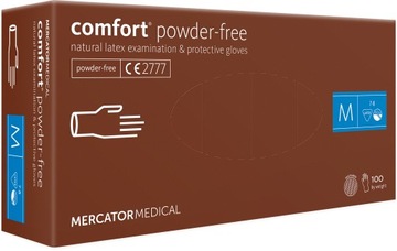 Rękawiczki lateksowe bezpudrowe Mercator Latex Comfort roz. M 100 szt.