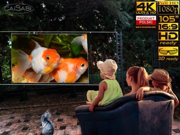 ПРОЕКЦИОННЫЙ ЭКРАН 105 ДЮЙМОВ для кемпинга и дома ПОЛЬША