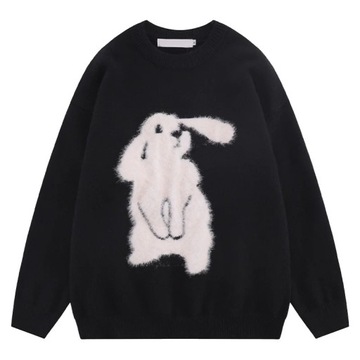 Japanese Cartoon Plush White Rabbit Round Neck Swe