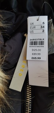 TOPSHOP PIKOWANA KURTKA SZTUCZNE FUTERKO PARKA R32