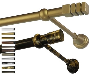 Karnisz metalowy fi 19 pojedynczy 110 cm bez żabek