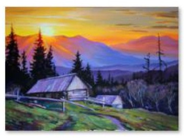 Haft Diamentowy Mozaika GÓRY - ZACHÓD SŁOŃCA 40x30