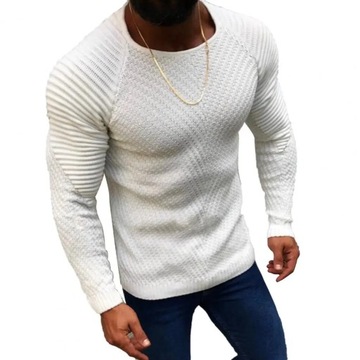Men's Sweater Solid Color Round Neck Slim Pullover