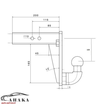 Адаптер фаркопа США, регулировка 2 дюйма для Chrysler PT Cruiser I 01-10