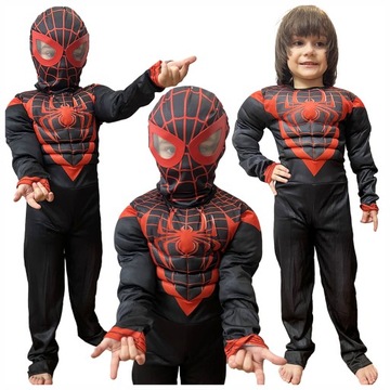 SPIDERMAN MILES MORALES STRÓJ KARNAWAŁOWY PRZEBRANIE MIĘŚNIE 122 / 128