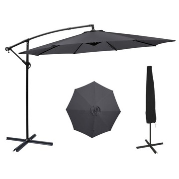 3M PARASOL ogrodowy DUŻY SKŁADANY SOLIDNY z WYSIĘGNIKIEM + POKROWIEC
