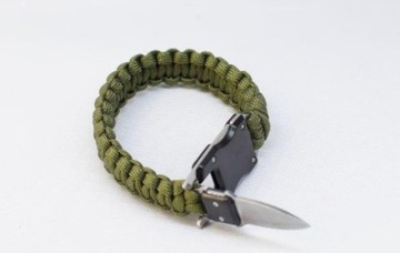 OPASKA BRANSOLETKA SURVIVAL PARACORD Z NOŻEM