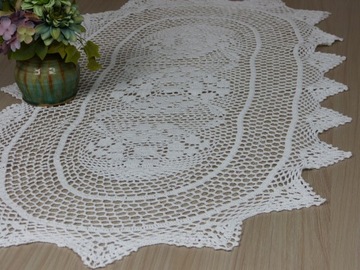 Bawełniany bieżnik szydełkowy 40x85cm owal biały