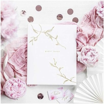 Гостевая книга на свадьбу БЕЛАЯ с надписью GOLDEN GUEST BOO