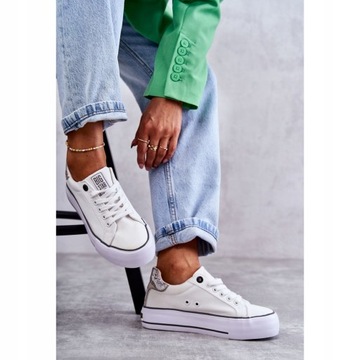 Белые тканевые кроссовки BIG STAR KK274037 на платформе R 39