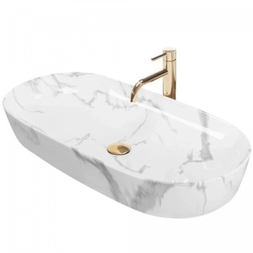 Umywalka ceramiczna nablatowa REA CLEO 81 MARMO SHINY imitacja marmuru