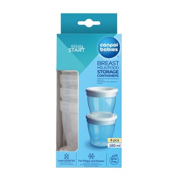 Pojemnik na mleko Canpol babies 180 ml do przechowywania pokarmu 4 sztuki