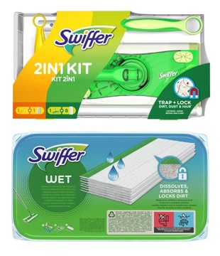 SWIFFER MOP+MIOTEŁKA+ŚCIERECZKI 8/SUCHE i 20/MOKRE