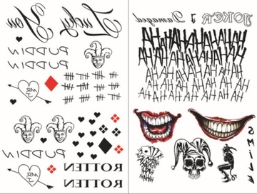Хэллоуин X Оперативная группа Самоубийц тату-наклейка Харли Квинн Джокер