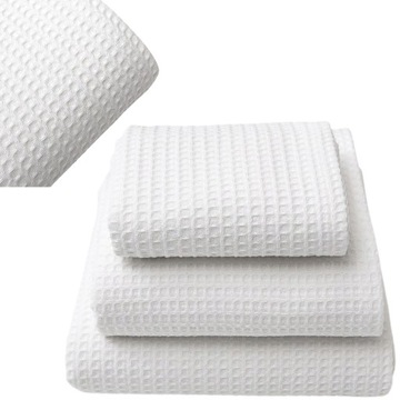 Biały ręcznik waflowy gofrowany 90x180 cm bawełna