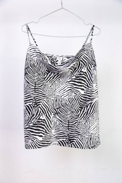 River Island bluzka top satynowy 40 L 12 lejący dekolt zebra