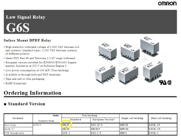 G6SK-2F 5В OMRON SMD бистабильный