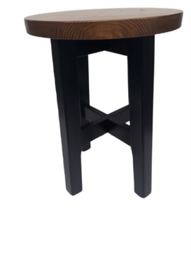 Taboret drewniany (sosna) -nogi czarne + dąb bejca siedzisko stołek 46cm