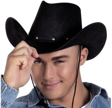 Kapelusz Kowbojski Kowboja Cowboy Dziki Zachód Western Czarny Duży