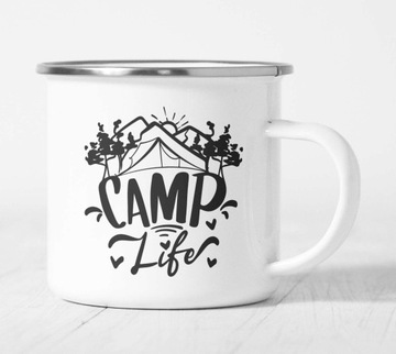 Kubek metalowy, emaliowany - 360 ml - Camping - KCM3