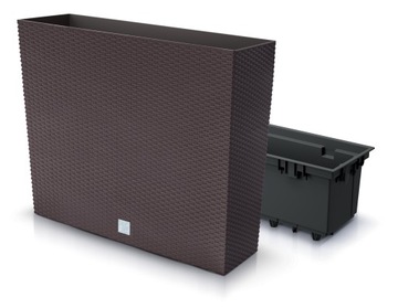 БОЛЬШАЯ КВАДРАТНАЯ ЦВЕТОЧНАЯ КОРОБКА ИЗ БЕЛОГО РОТАНГА PROSPERPLAST