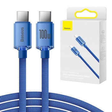 BASEUS SZYBKI KABEL USB-C 100W MOCNY PRZEWÓD DO TELEFONU KOMPUTERA 2m