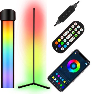 LAMPA NAROŻNA PODŁOGOWA STOJĄCA LED RGB PILOT APKA