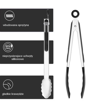 Щипцы кухонные, сталь, силикон, металлические ручки, 3 шт, набор для барбекю