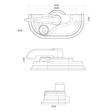 Blokada Zamknięcie okienne na klucz Czarne 81x31mm