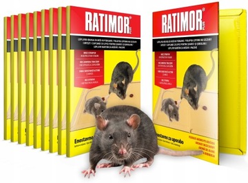 10x SILNA PUŁAPKA LEPOWA LEP NA SZCZURY I MYSZY RATIMOR PLUS AROMAT ORZECH