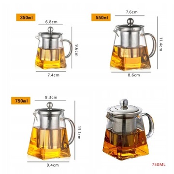 Термостойкий чайник 750 мл со вставкой из нержавеющей стали