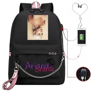 PLECAK ARIANA GRANDE KOLORY WZORY DUŻY A4 USB