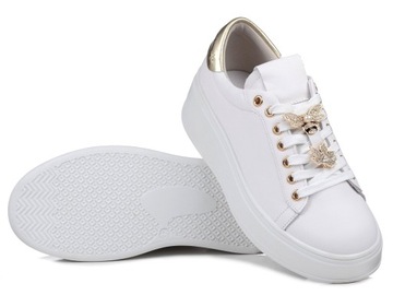 Buty sneakersy damskie białe creepersy na platformie skórzane DiA SN67 40