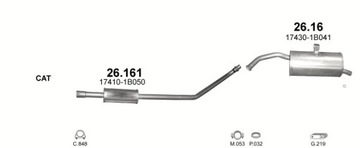 Tłumiki komplet +obejmy Toyota Starlet poj.1,3 96-99r.