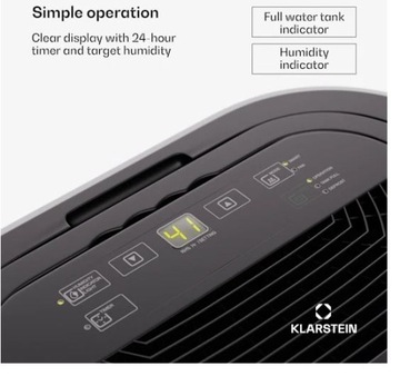 ОСУШИТЕЛЬ ВОЗДУХА KLARSTEIN ПОГЛОЩАТЕЛЬ ВЛАЖНОСТИ 10л/24ч 25м² DRYSELECT