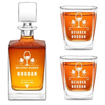 Zestaw do Whisky Karafka z Grawerem 2 Szklanki Prezent Facet Tata Dziadek